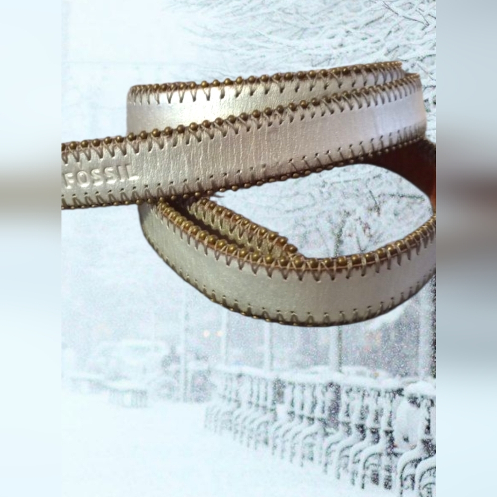 Fossil Metallic Silver Leather Women's Belt